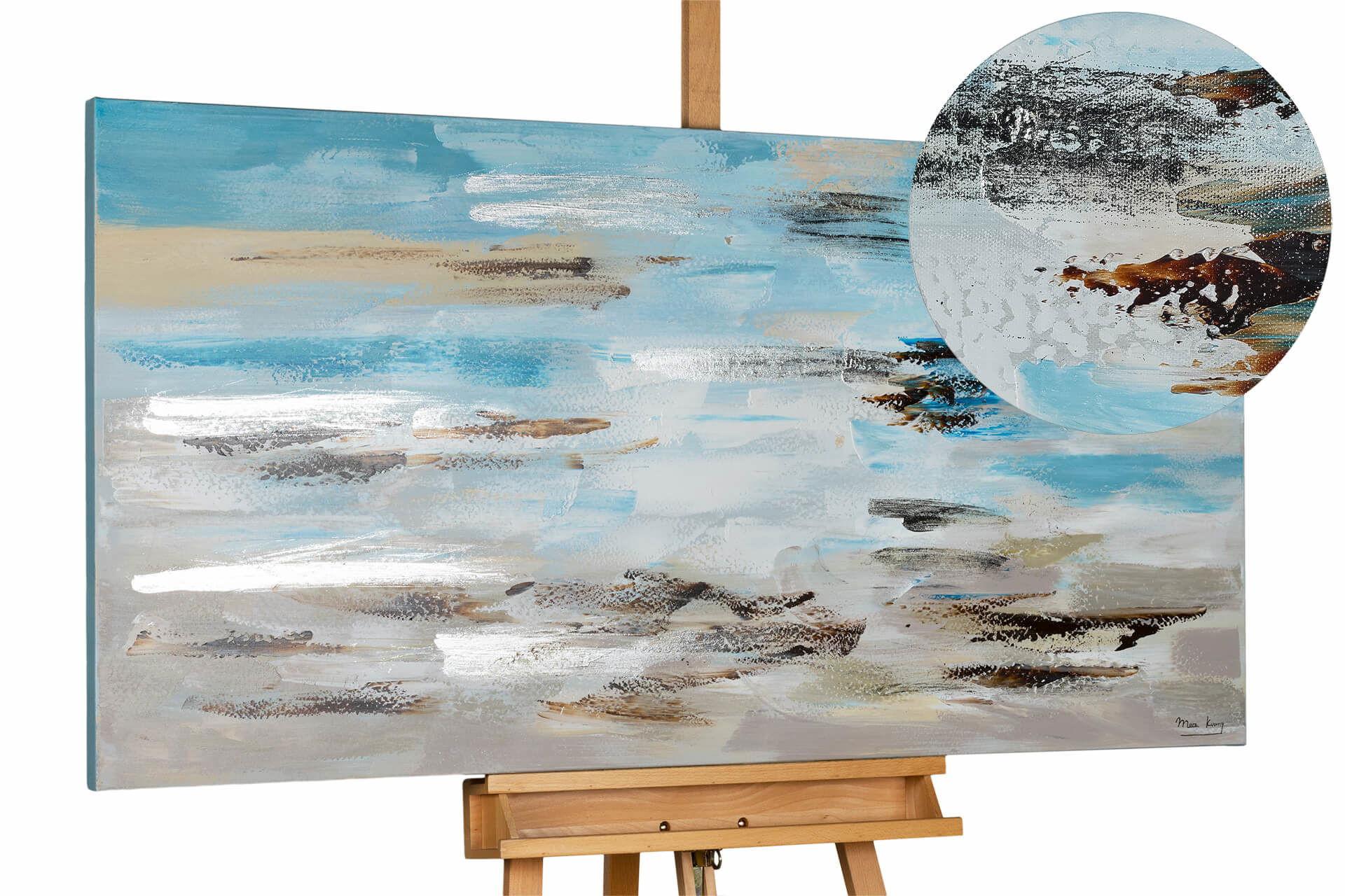 ÖLGEMÄLDE 140/70 cm - Blau/Grau, Holz/Textil (140/70cm) - KUNSTLOFT