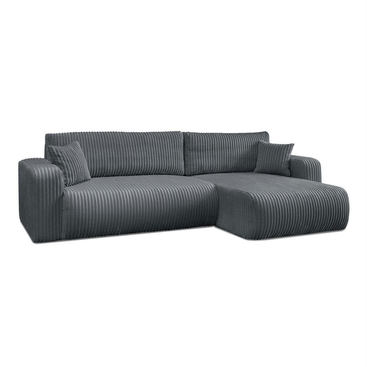 ECKSOFA PRESTIGE SOFT mit Schlaffunktion und Bettkasten, Tilia 85 - Dunkelgrau, Textil (277/143cm) - Lookway