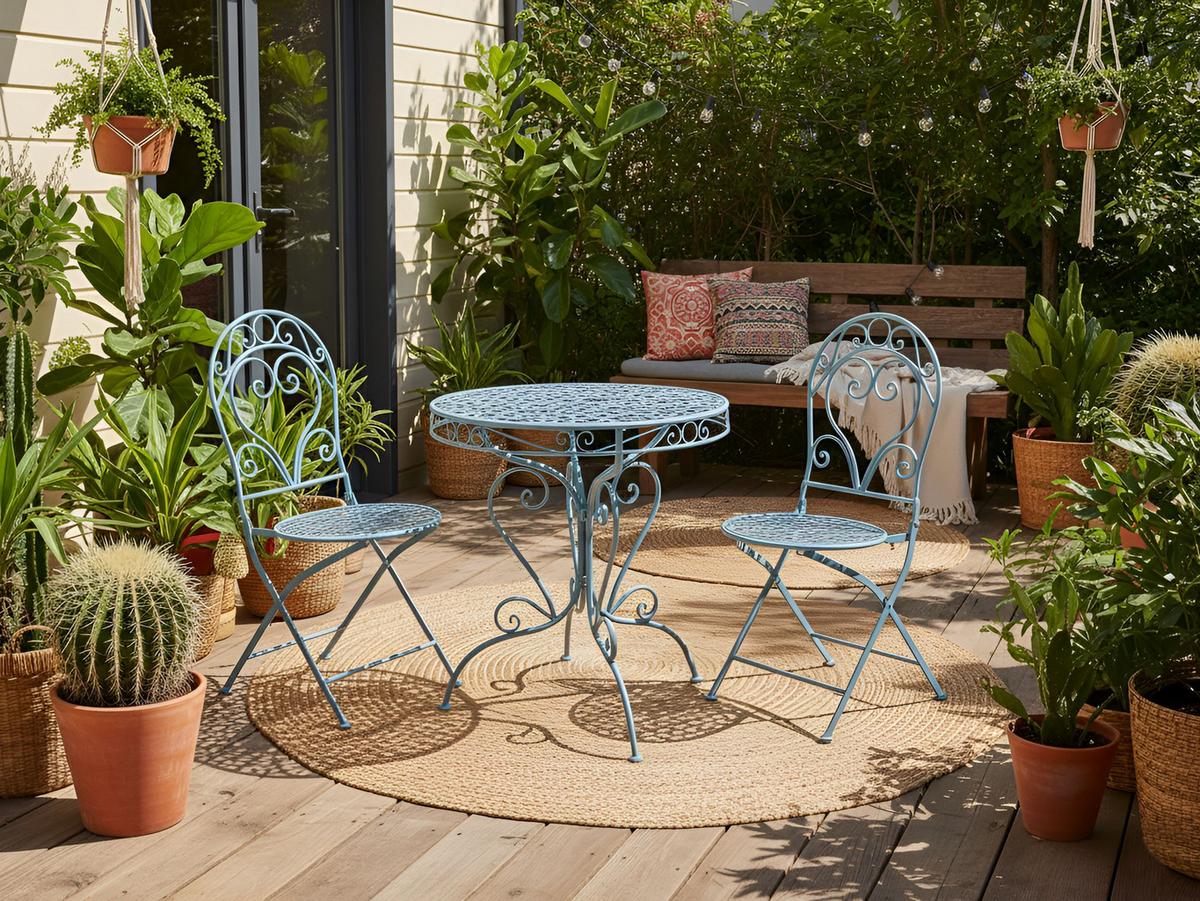 BISTROTISCH 70/70 cm Metall Blau Albinia - Blau, Metall (70/70/74cm) - Beliani