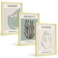 BILDER SET 3er Set - 40x60 cm Goldrahmen - Matisses stilvolle abstrakte Gemälde - Goldfarben, Kunststoff (40/60cm) - TULUP