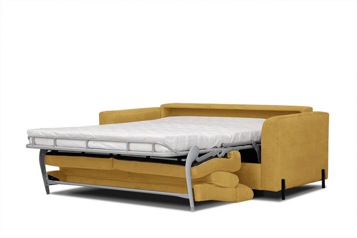 SOFA MEZO 3-Sitzer mit Schlaffunktion, gelb - Gelb/Schwarz, Holz/Textil (232/90/107cm) - Wozimo