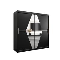 SCHWEBETÜRENSCHRANK 200/200/62 2-türig - Silberfarben/Schwarz, Holz/Kunststoff (200/200/62cm) - MÖBEL KRYSPOL