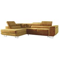 ECKSOFA GUSTAW L Gelb Velvet Links Seite - Gelb/Silberfarben, Textil/Metall (205/275cm) - MKS