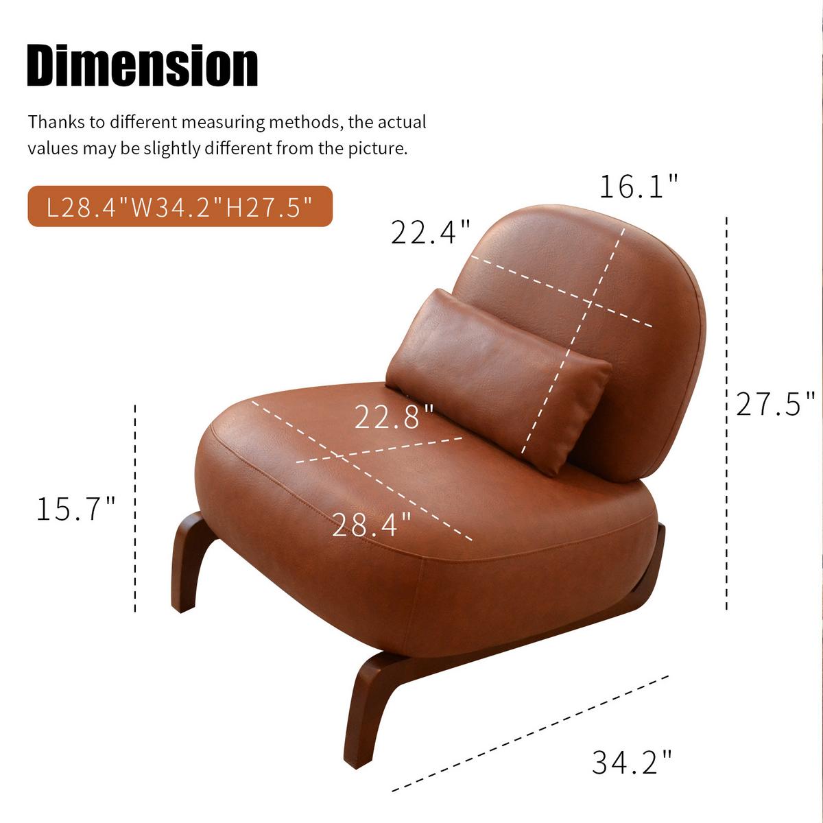 SESSEL Kunstleder Braun Armlos Holzbeine Lounge Lesesessel Wohnzimmer - Braun, Leder (86.9/69.9/72.1cm) - Urban Meuble