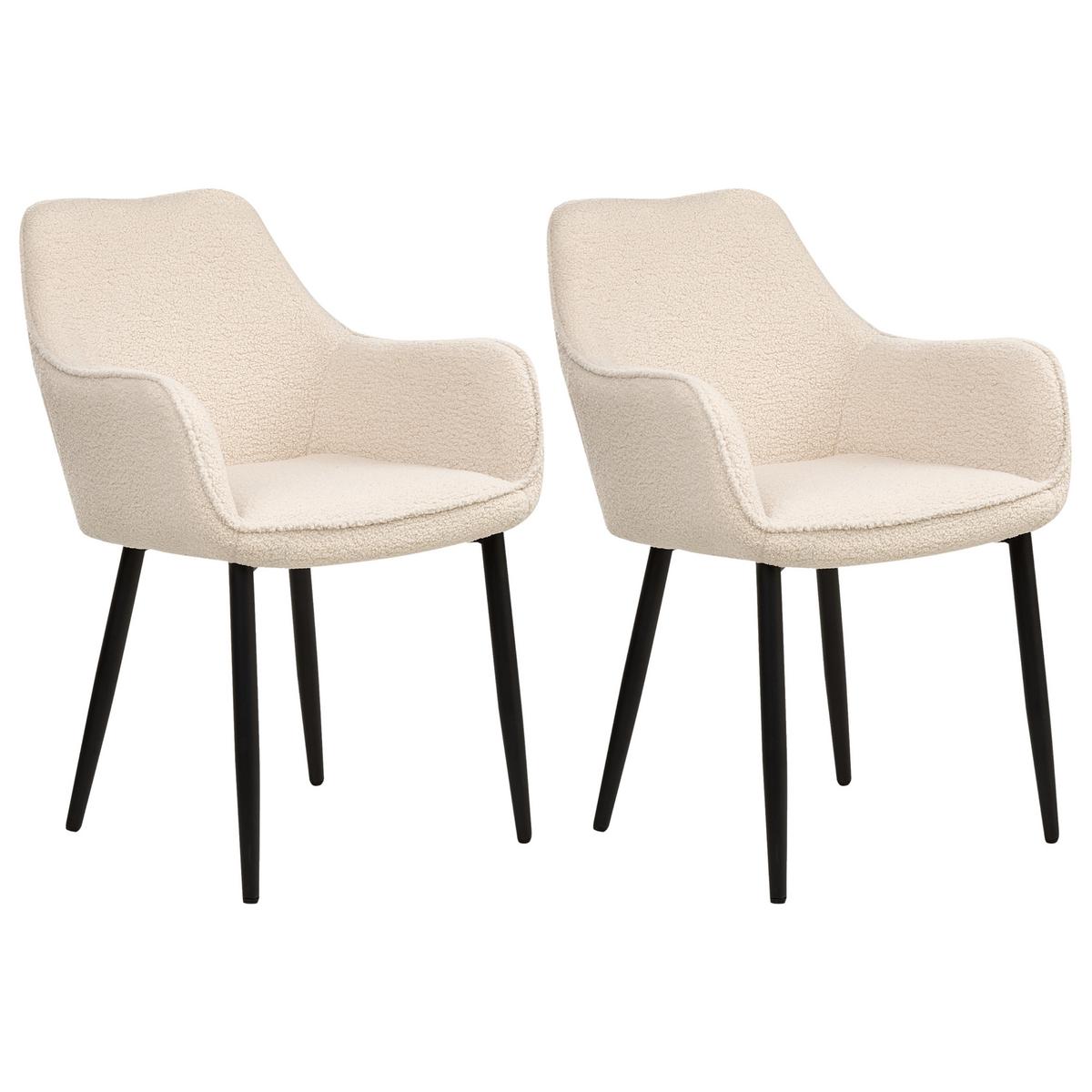 ESSZIMMERSTUHL 2er-Set Hellbeige Alden - Beige/Schwarz, Textil (58/86/63cm) - Beliani