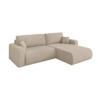 ECKSOFA mit Schlaffunktion Ottomane Rechts BERY-L 276x193x88 Beige Velours - Schwarz/Sahara, Holzwerkstoff/Kunststoff (276/193cm) - ALTDECOR