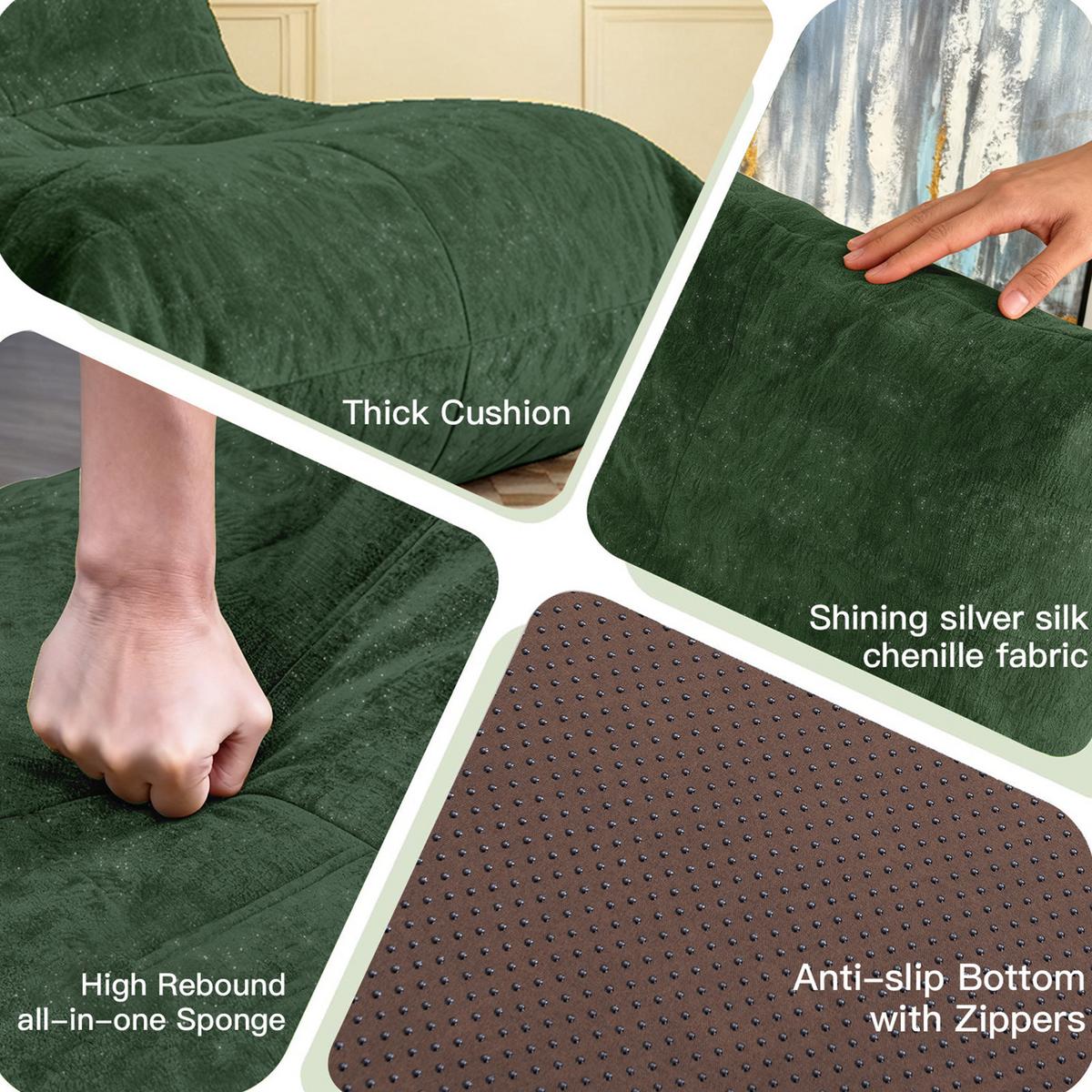 SITZSACK aus glänzendem Chenille mit Ergonomie - Grün, Textil (90/80/100cm) - Urban Meuble