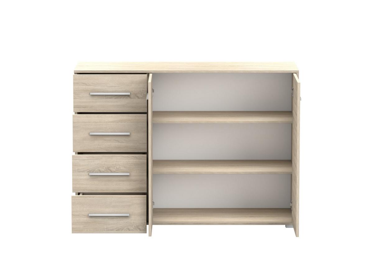 KOMMODE 135/96/45 cm Frida 01 2D4S Sonoma,Sonoma - Alufarben/Sonoma Eiche, Glas/Holz (135/59/45cm) - imoebel24