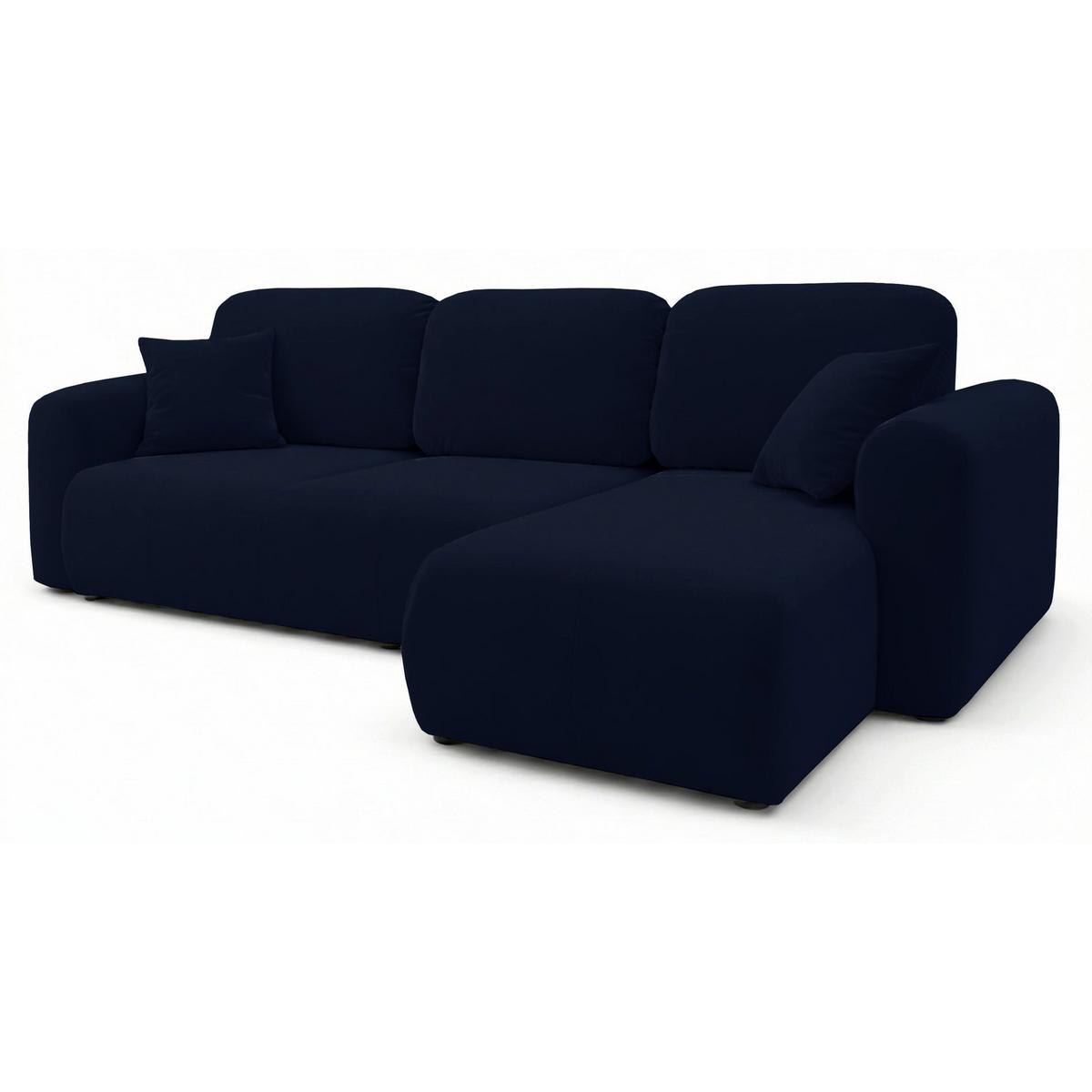 ECKSOFA Olido Navyblau-Samt - Schwarz/Dunkelblau, Kunststoff/Textil (245/150cm) - Selsey