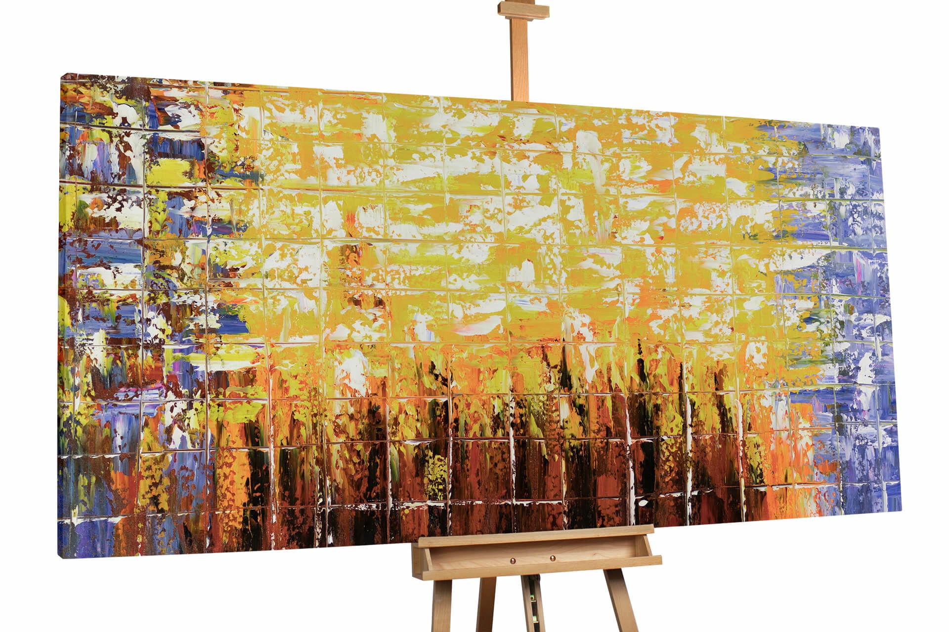 ÖLGEMÄLDE XXL Gelb 200/100 cm - Gelb/Weiß, Holz/Textil (6.68/100cm) - KUNSTLOFT