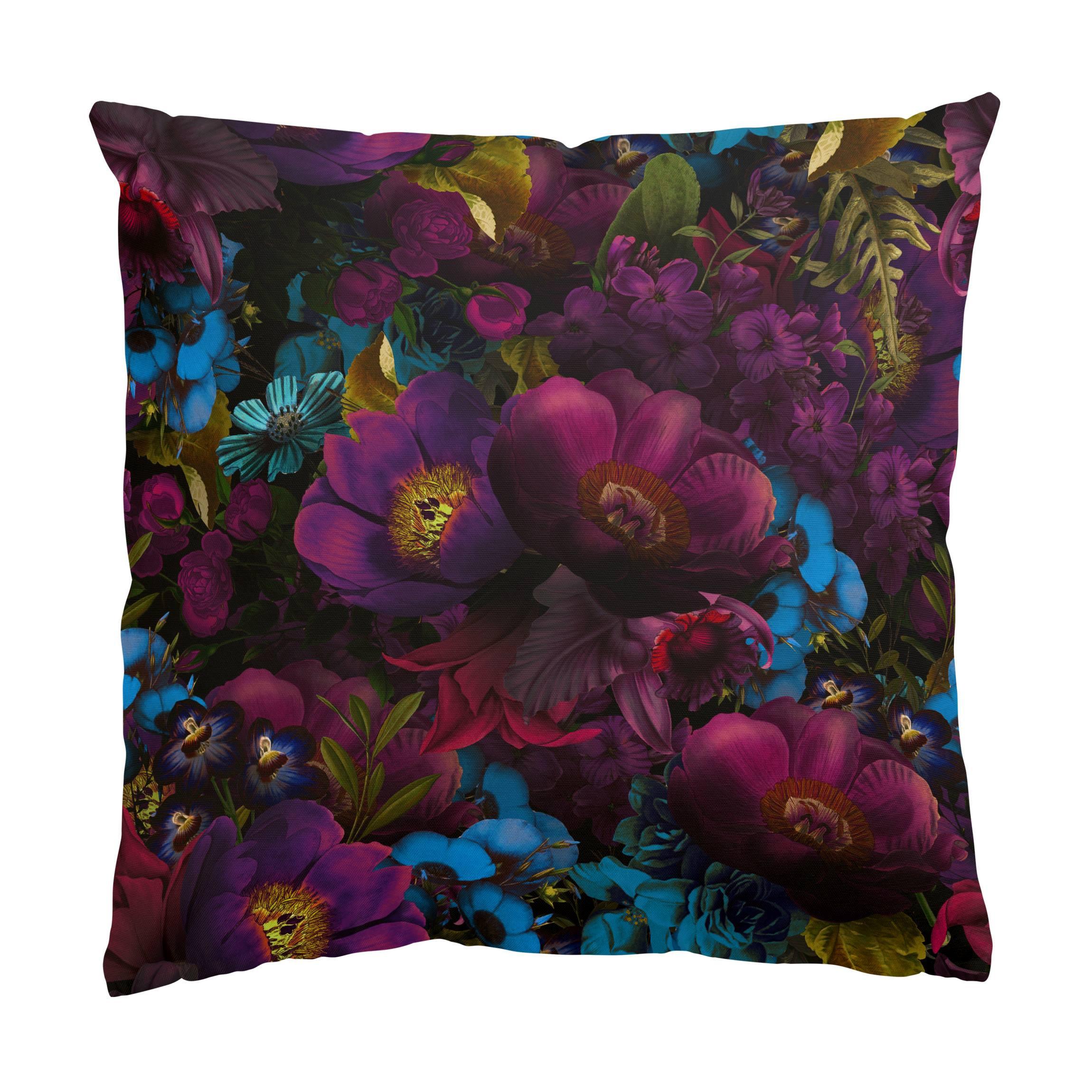 DEKOKISSEN Lila Blüten mit Blauen Blumen 50/50 cm - Violett, Textil (50/50/10cm) - Bilderwelten