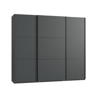 SCHWEBETÜRENSCHRANK 3-türig B250/H216/T65 cm in Anthrazit, Kleiderschrank inkl. Vollausstattung/ 22012 - Anthrazit/Rot, Holzwerkstoff/Metall (250/216/65cm) - luma-home