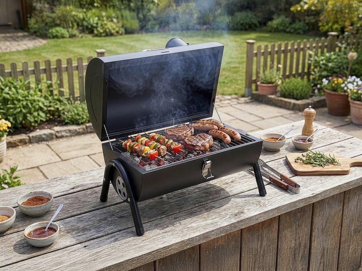 HOLZKOHLENGRILL captain Schwarz - Schwarz, Metall (27/43/42cm) - Habitat Garten