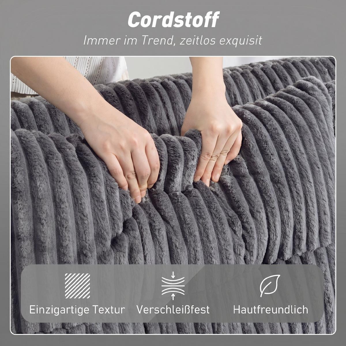 SCHLAFSOFA Polyester Stahl Dunkelgrau - Dunkelgrau/Hellgrau, Holz/Kunststoff (90/91/157cm) - HOMCOM