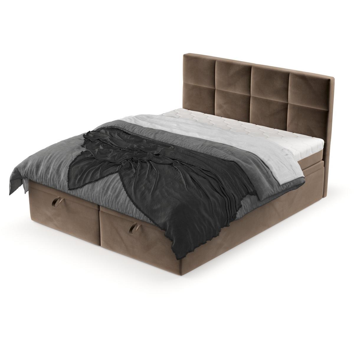 BOXBETT Tessa 140/200 cm Braun im Paros Stoff - Schwarz/Braun, Holz/Holzwerkstoff (140/200cm) - AltaBeds