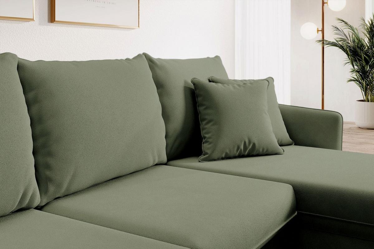 ECKSOFA Volio Salbeigrün Samt - Schwarz/Hellgrün, Textil/Metall (223/145cm) - Selsey