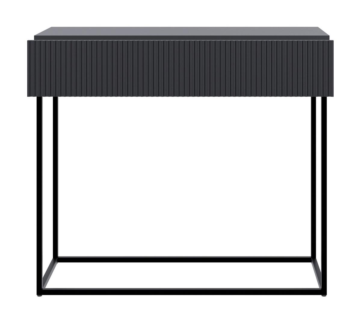 KONSOLENTISCH Veldio Schwarz mit schwarzen Beinen 90 cm - Schwarz, Holzwerkstoff/Metall (35.6/90/79cm) - Selsey