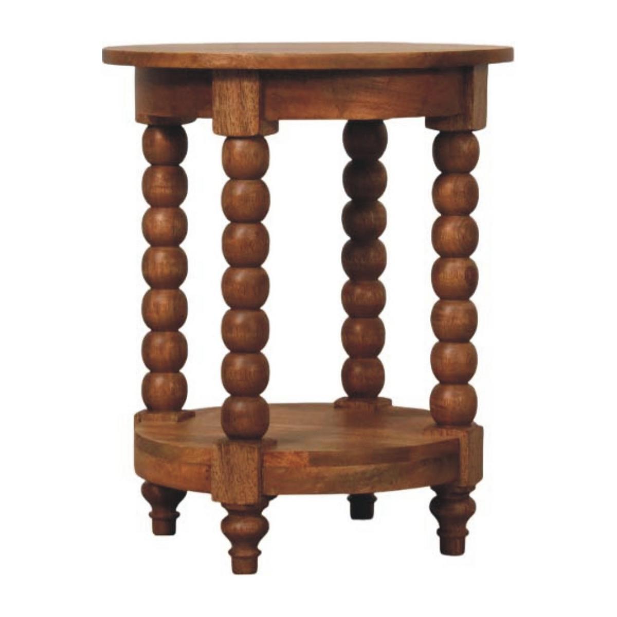 BEISTELLTISCH Golden-Teak-Finish, 1 offenes Regal in der Mitte, Braun - Braun, Holz (45/45/55cm) - Artisan Furniture