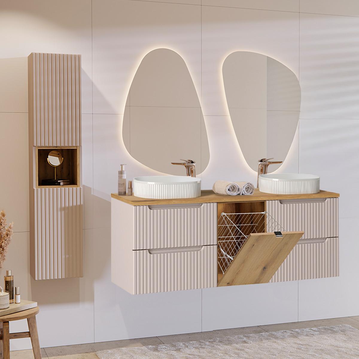 BADMÖBEL 160.4cm Riva 2er-Set Kaschmir - Beige, Holzwerkstoff (160.4/59.5/40cm) - Petits-meubles