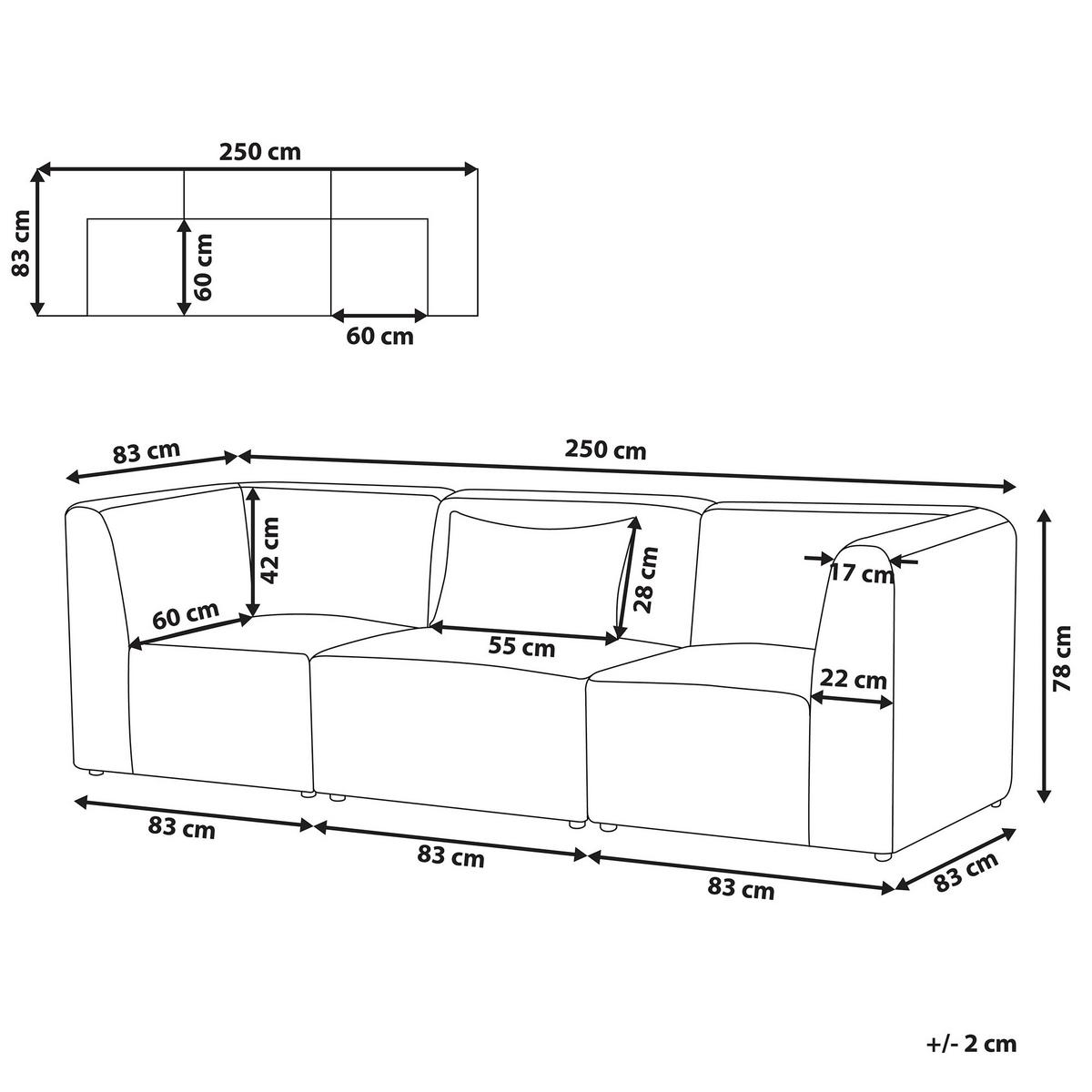 3-SITZER-SOFA Cord dunkelgrün Lemvig - Grün, Textil (250/78/83cm) - Beliani