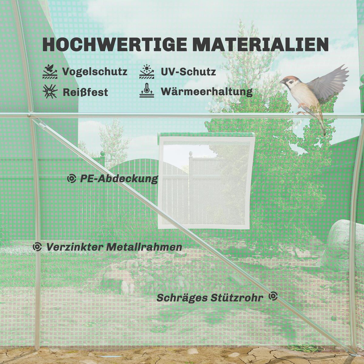 FOLIENGEWÄCHSHAUS, Grün, Verzinkter Stahl, PE-Kunststoff - Grün, Kunststoff (300/200/600cm) - Outsunny