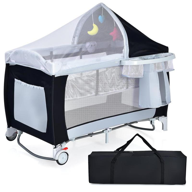 REISEBETT faltbar schwarz - Schwarz, Textil - COSTWAY