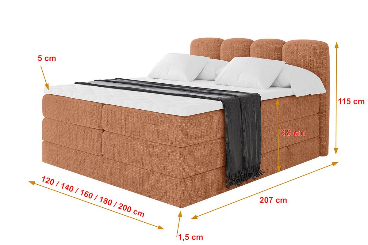 BOXBETT mit Matratze H3|H4 - NINA KING - 180x200 cm - Apricot - Orange, Holzwerkstoff (180/200cm) - ALTDECOR