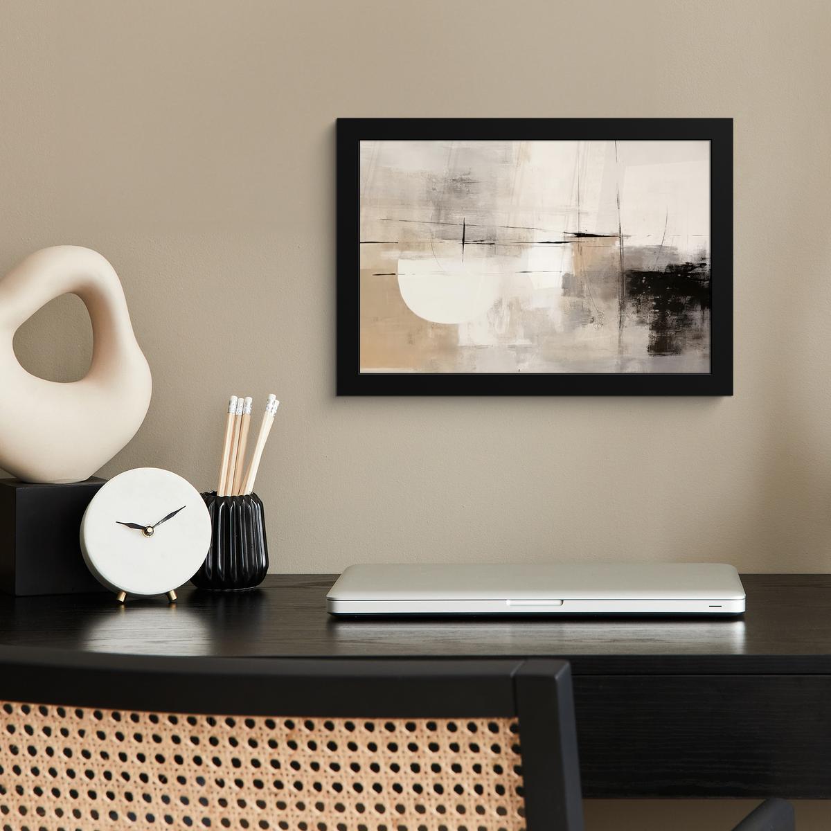 POSTER MIT RAHMENGERAHMTES BILD Abstrakt - Kunst - Grau 30x20 cm - Hellgrau, Papier (30/20cm) - MuchoWow