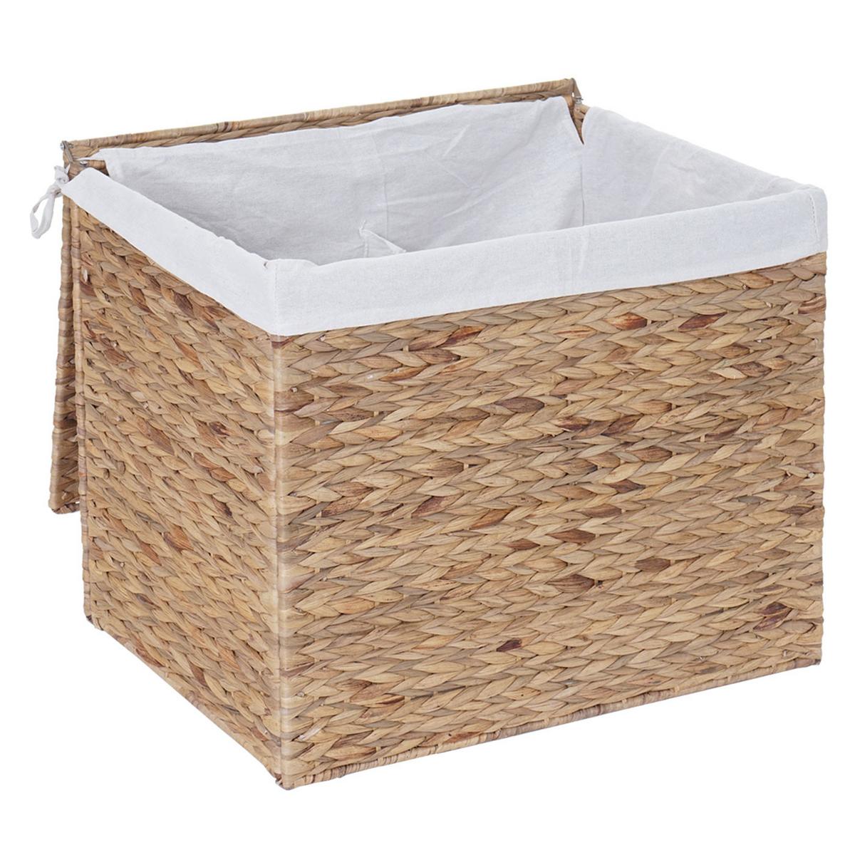 WÄSCHEKORB Buche Dekor, Weiß - Buchefarben/Weiß, Naturmaterialien (60/50/43cm) - MCW