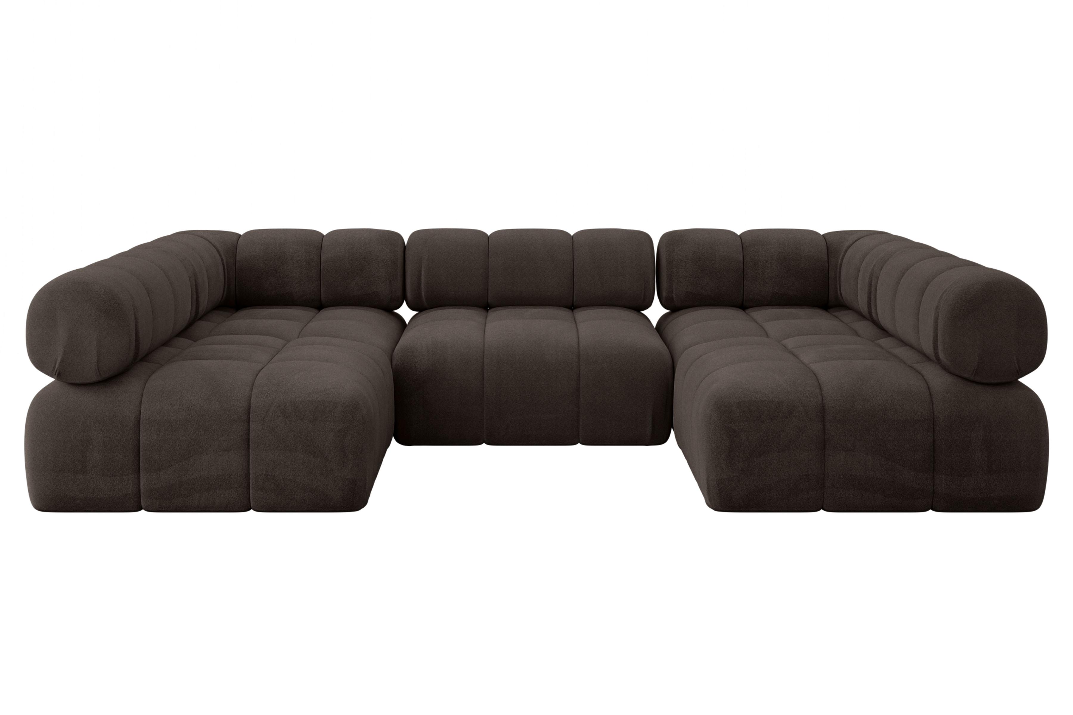 WOHNLANDSCHAFT modulares Sofa Garvo-U1 - 285x190x70 cm Braun Velours - Braun, Holzwerkstoff/Textil (285/70/190cm) - ALTDECOR
