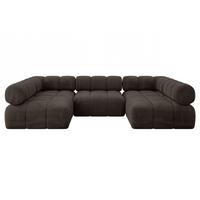 WOHNLANDSCHAFT modulares Sofa Garvo-U1 - 285x190x70 cm Braun Velours - Braun, Holzwerkstoff/Textil (285/70/190cm) - ALTDECOR