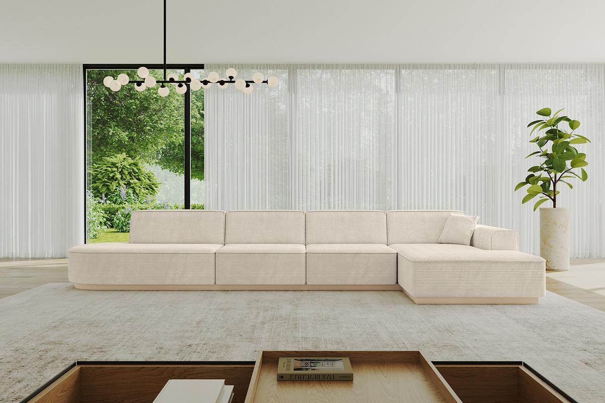 ECKSOFA Ottomane Rechts IREA-L3 - 412x165x80 cm Beige - Beige, Holzwerkstoff/Textil (412/165cm) - ALTDECOR