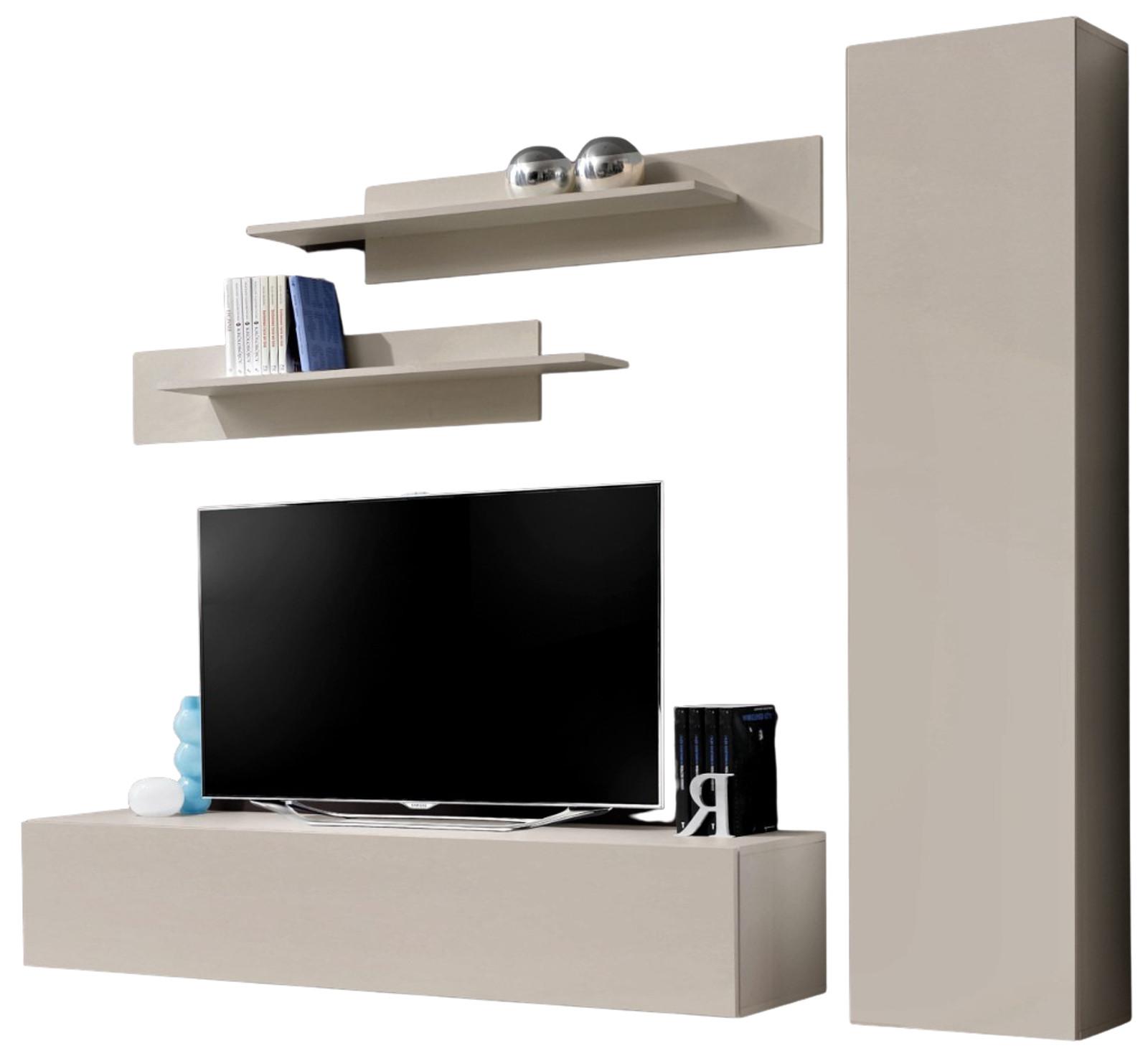 WOHNWAND Kaschmir 210 cm 4-teilig hängend, Anbauwand mit Push-to-Open - Kaschmir, Holzwerkstoff (210/170/40cm) - Inn.Furn