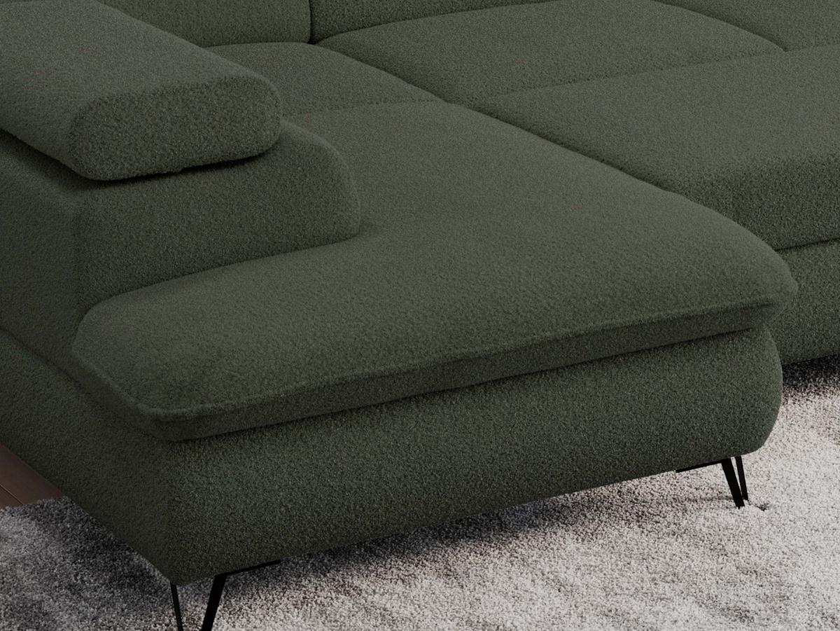 WOHNLANDSCHAFT PETER U Boucle Grün - Schwarz/Grün, Textil/Metall (346/76/208cm) - MKS
