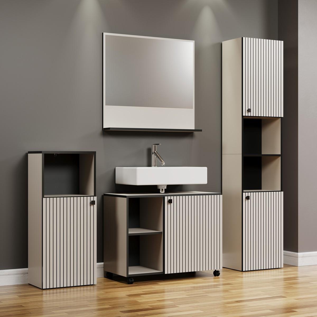 WANDSPIEGEL PureBliss Hellgrau - Hellgrau, Holzwerkstoff (80/74/14cm) - Trendteam