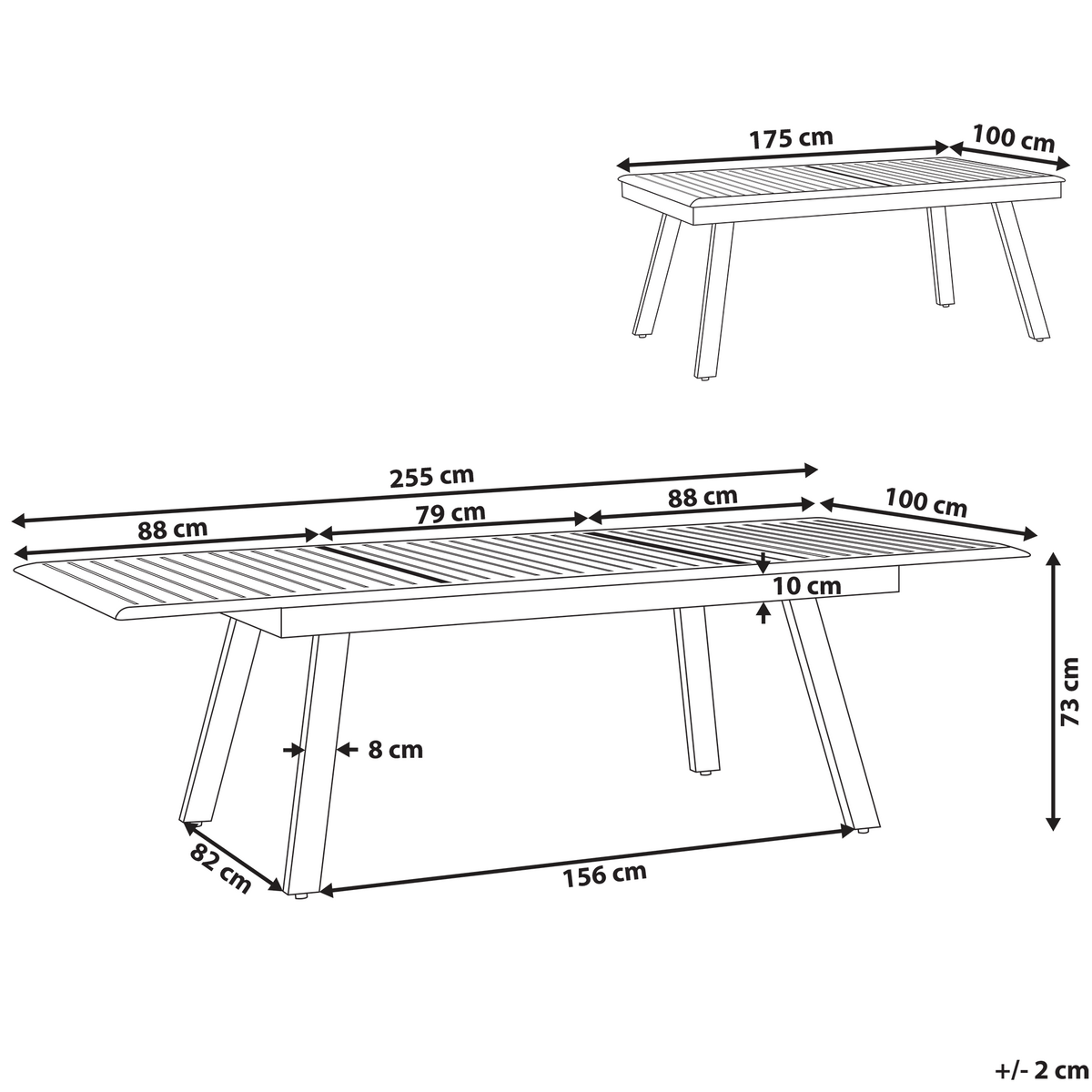 GARTENTISCH grau ausziehbar 175/255/100 cm Pereta - Grau, Metall (255/100/73cm) - Beliani