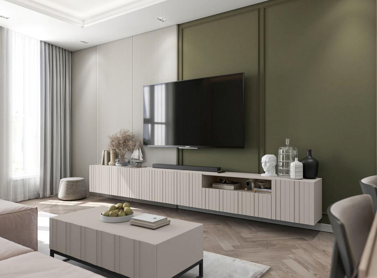 TV-SCHRANK Elpis2 Kaschmir Matt Glamour 150 cm - Kaschmir, Holzwerkstoff (150/37.5/36.5cm) - Meble Lindner