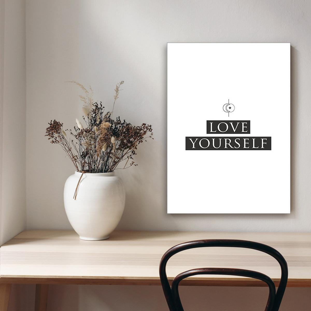 WANDBILD inschrift liebe dich selbst - Schwarz, Textil (40/60cm) - Feeby