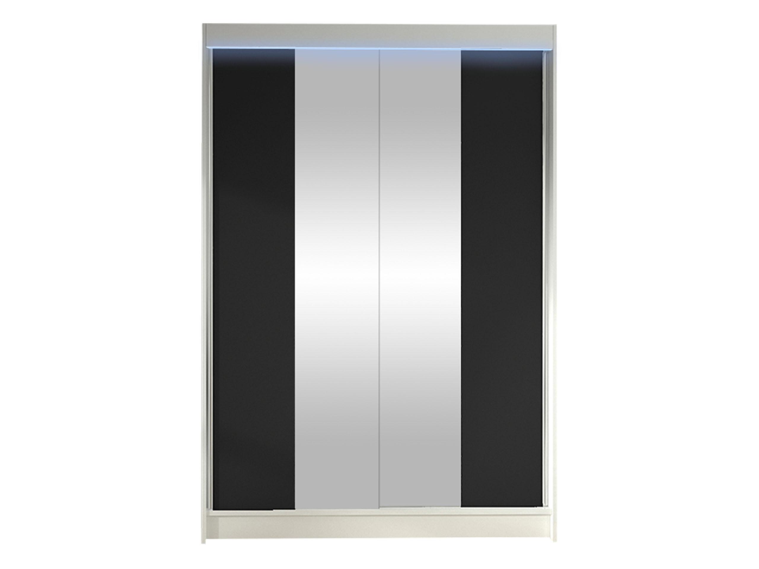 SCHWEBETÜRENSCHRANK Lino II mit RGB LED Beleuchtung - Schwarz/Weiß, Holzwerkstoff/Metall (120/200/58cm) - MIRJAN24