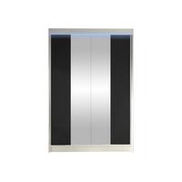SCHWEBETÜRENSCHRANK Lino II mit RGB LED Beleuchtung - Schwarz/Weiß, Holzwerkstoff/Metall (120/200/58cm) - MIRJAN24