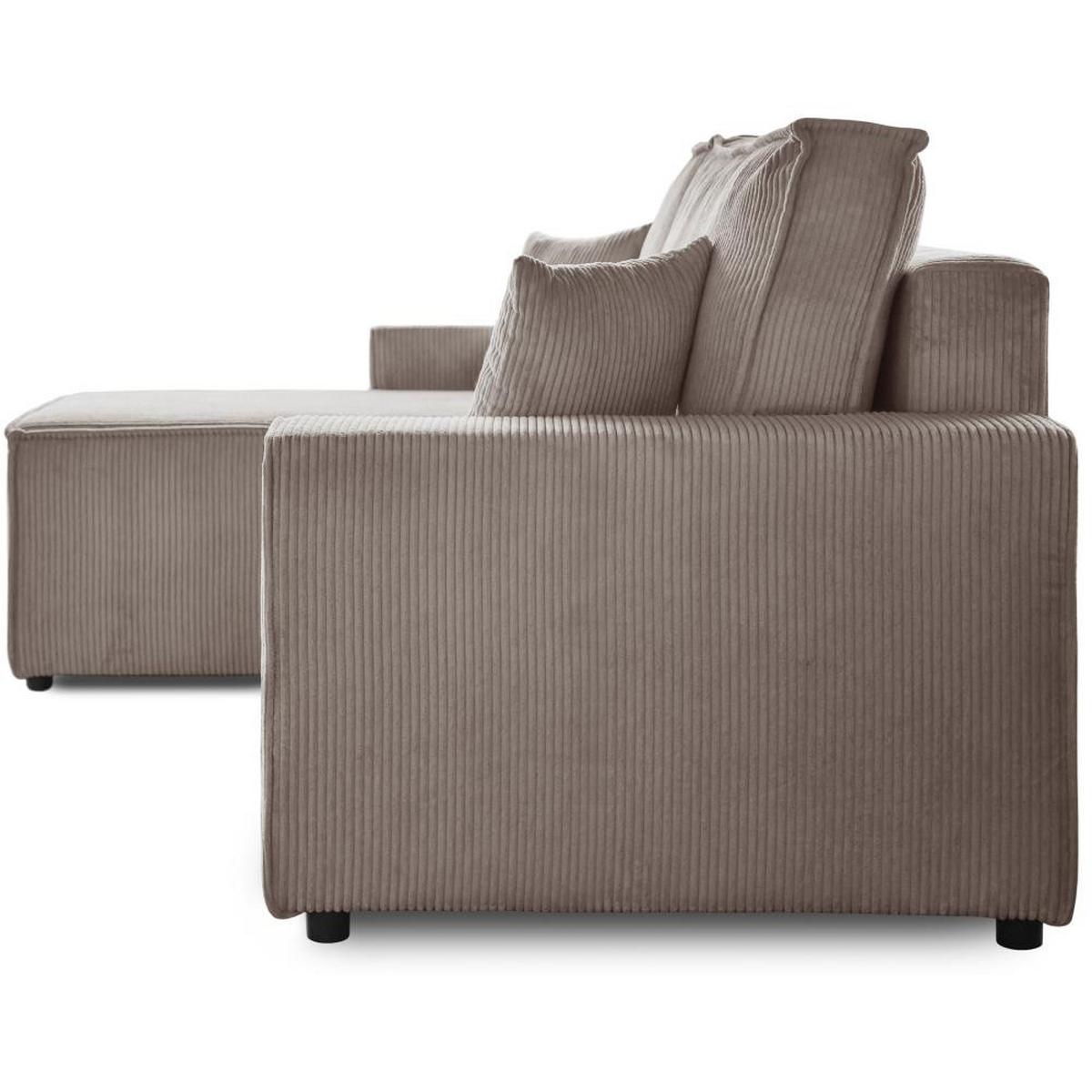 ECKSCHLAFSOFA mit Schlaffunktion Hektor, 247 cm, Ottomane 70 cm, cappuccino - Schwarz/Cappuccino, Kunststoff/Textil (247/152cm) - Beautysofa