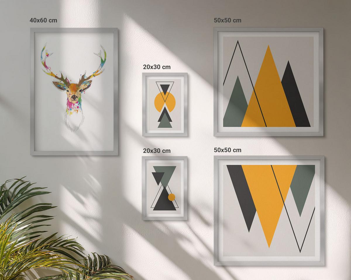 BILDER SET 5er Set - 50x50 cm & 20x30 cm & 40x60 cm Silberner Rahmen - Italienische Städte (Aquarell) - Silberfarben, Kunststoff (40/60cm) - TULUP
