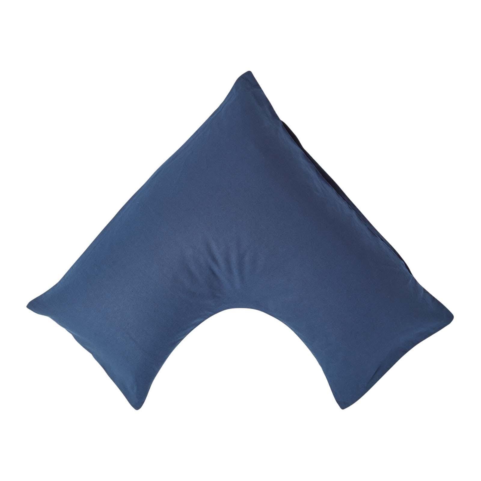 KISSENBEZUG Leinen für V-Form-Kissen - Dunkelblau, Textil (38/76cm) - Homescapes