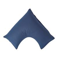 KISSENBEZUG Leinen für V-Form-Kissen - Dunkelblau, Textil (38/76cm) - Homescapes