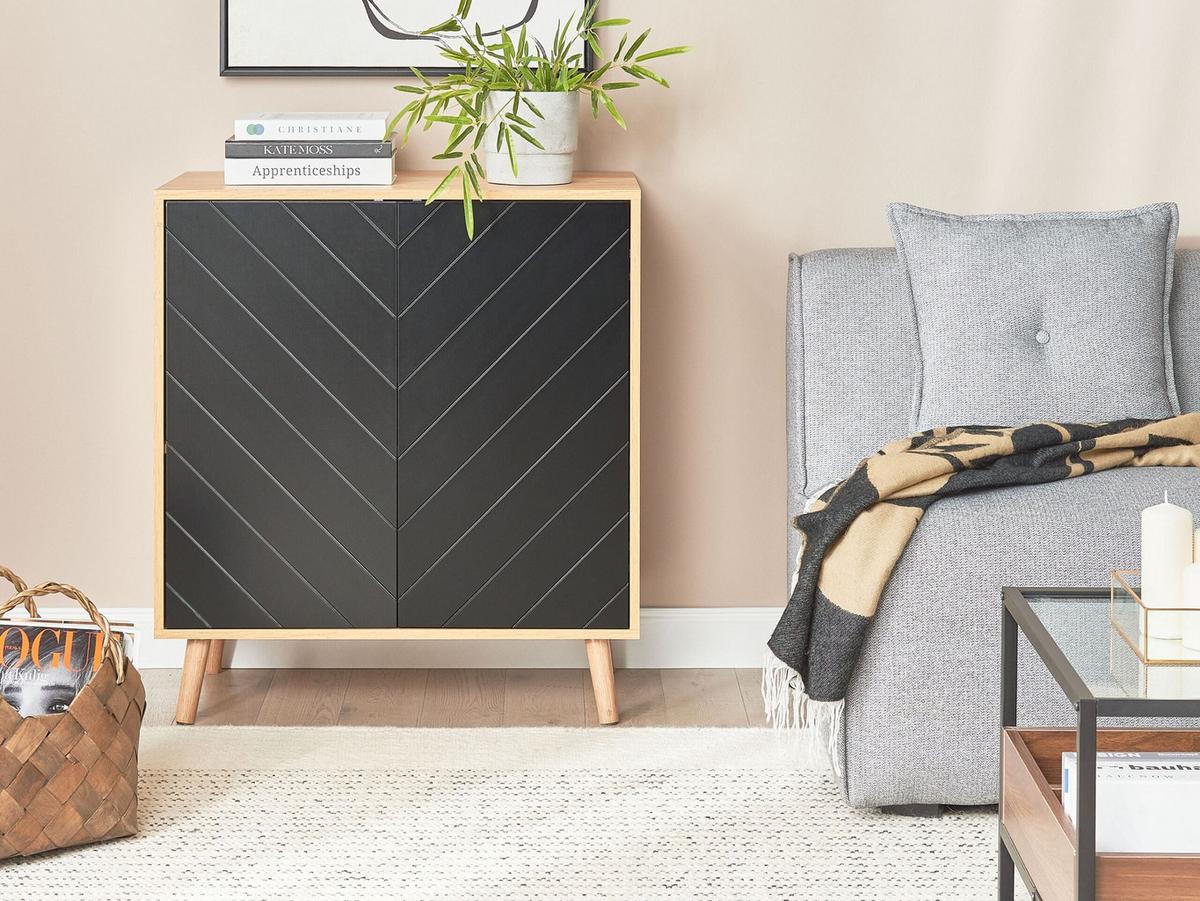 SCHRANK Schwarz Bristow - Schwarz, Holzwerkstoff (76/84/40cm) - Beliani
