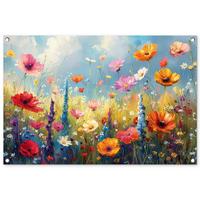 GARTENPOSTER Blumen - Natur - Botanik - Kunst Gartendeko 90x60 cm - Hellblau, Kunststoff (90/60/0.2cm) - OnlyWow