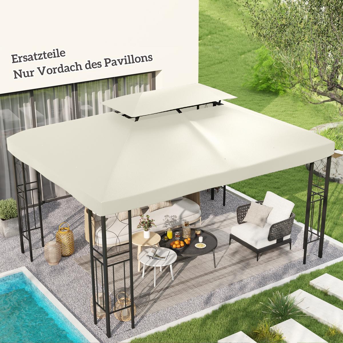 PAVILLONDACH, Polyester, Cremeweiß - Weiß, Kunststoff (300/20/400cm) - Outsunny