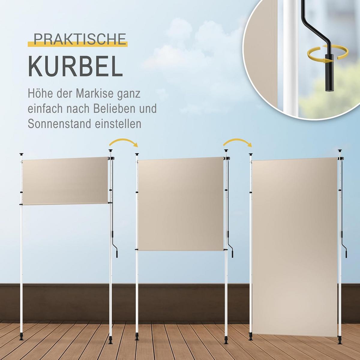 SENKRECHTMARKISE SolVision KM5 Klemmmarkise 2,0x3,1m Beige - Beige, Textil (2000/1/3100cm) - Sol Royal