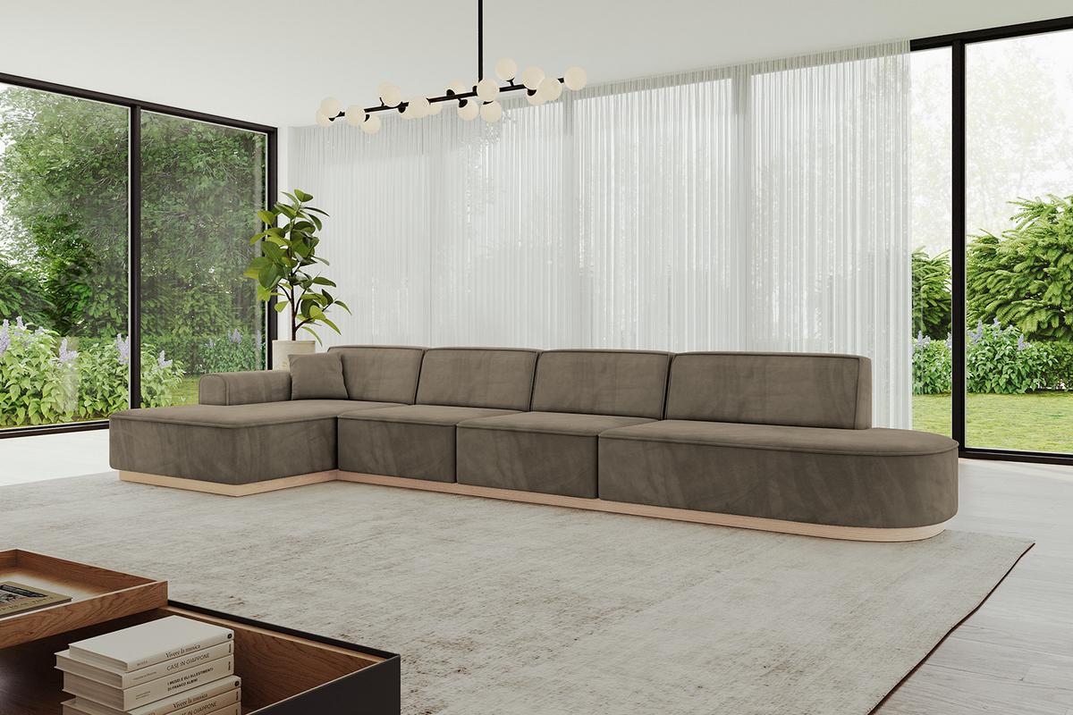 ECKSOFA Ottomane Links IREA-L3 - 413x171x83 cm Braun - Braun, Holzwerkstoff/Textil (413/171cm) - ALTDECOR