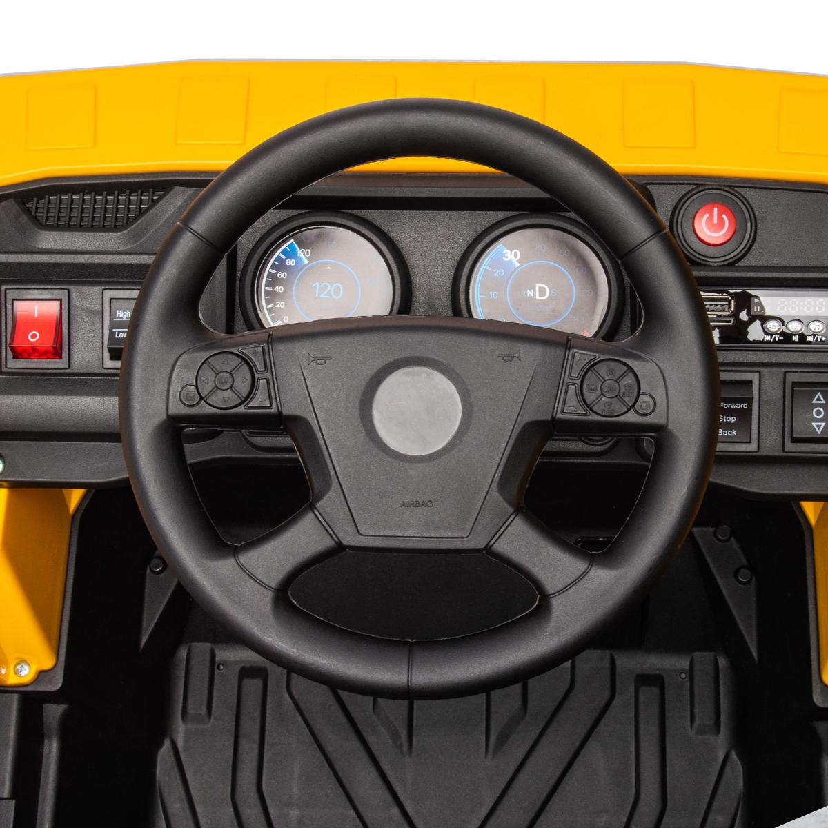 ELEKTRISCHER Traktor mit Schaufel 12 V Kinder Aufsitztraktor, Kinder Elektroauto - Gelb, Kunststoff/Metall (97/63/53cm) - AIYAPLAY